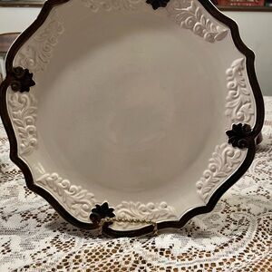 Certified International White and Black Decorative Plate